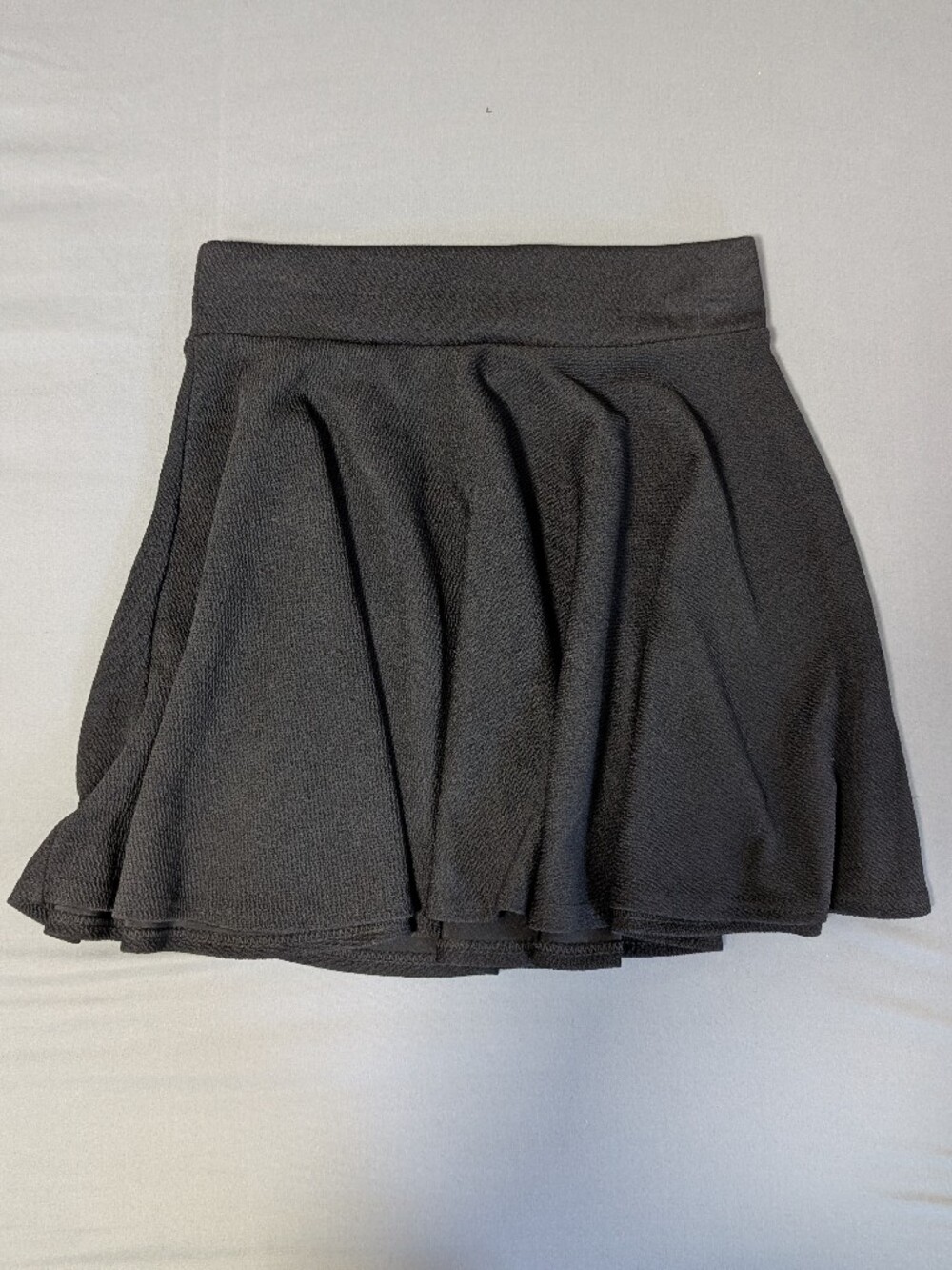 Urban Coco Womens Black Textured Skater Skirt High Waisted Flared Mini Skirt S